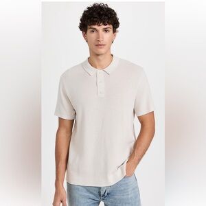 Onia cotton textured knit Cream Polo shirt